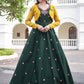 Gown Cotton Green Embroidered Gown