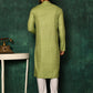 Kurta Pyjama Cotton Green Print Mens