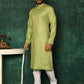 Kurta Pyjama Cotton Green Print Mens