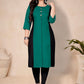 Party Wear Kurti Cotton Green Plain Kurtis