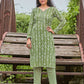 Party Wear Kurti Cotton Green Print Kurtis