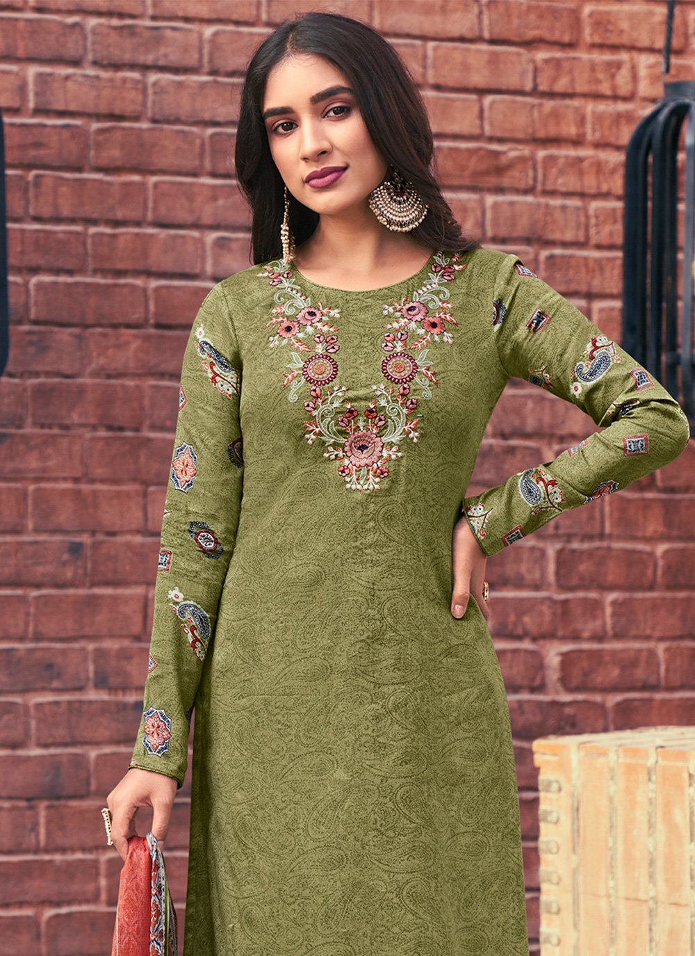 Salwar Suit Cotton Green Print Salwar Kameez