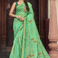 Contemporary Designer Organza Green Print Saree