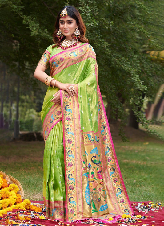 Traditional Saree Silk Green Weaving Saree