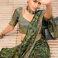 Designer Silk Green Digital Print Saree