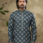 Dhoti Kurta Handloom Cotton Green Digital Print Mens