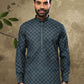 Kurta Pyjama Handloom Cotton Green Digital Print Mens