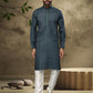 Kurta Pyjama Handloom Cotton Green Digital Print Mens