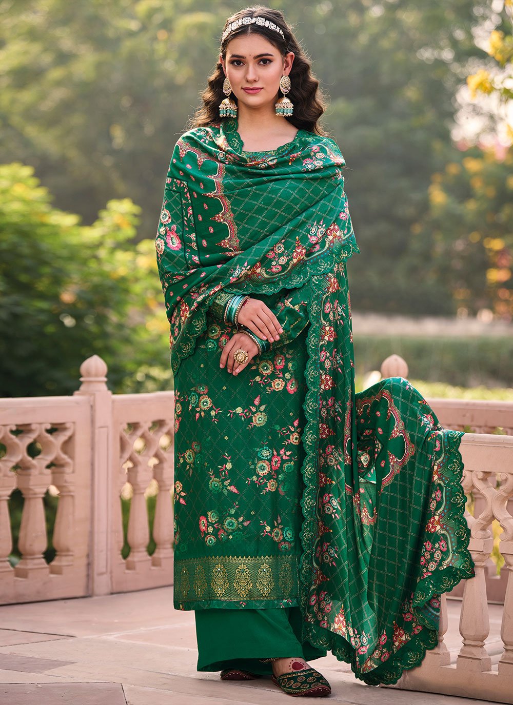 Salwar Suit Muslin Green Digital Print Salwar Kameez