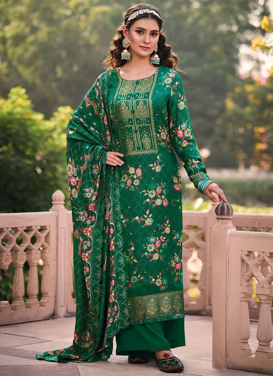 Salwar Suit Muslin Green Digital Print Salwar Kameez