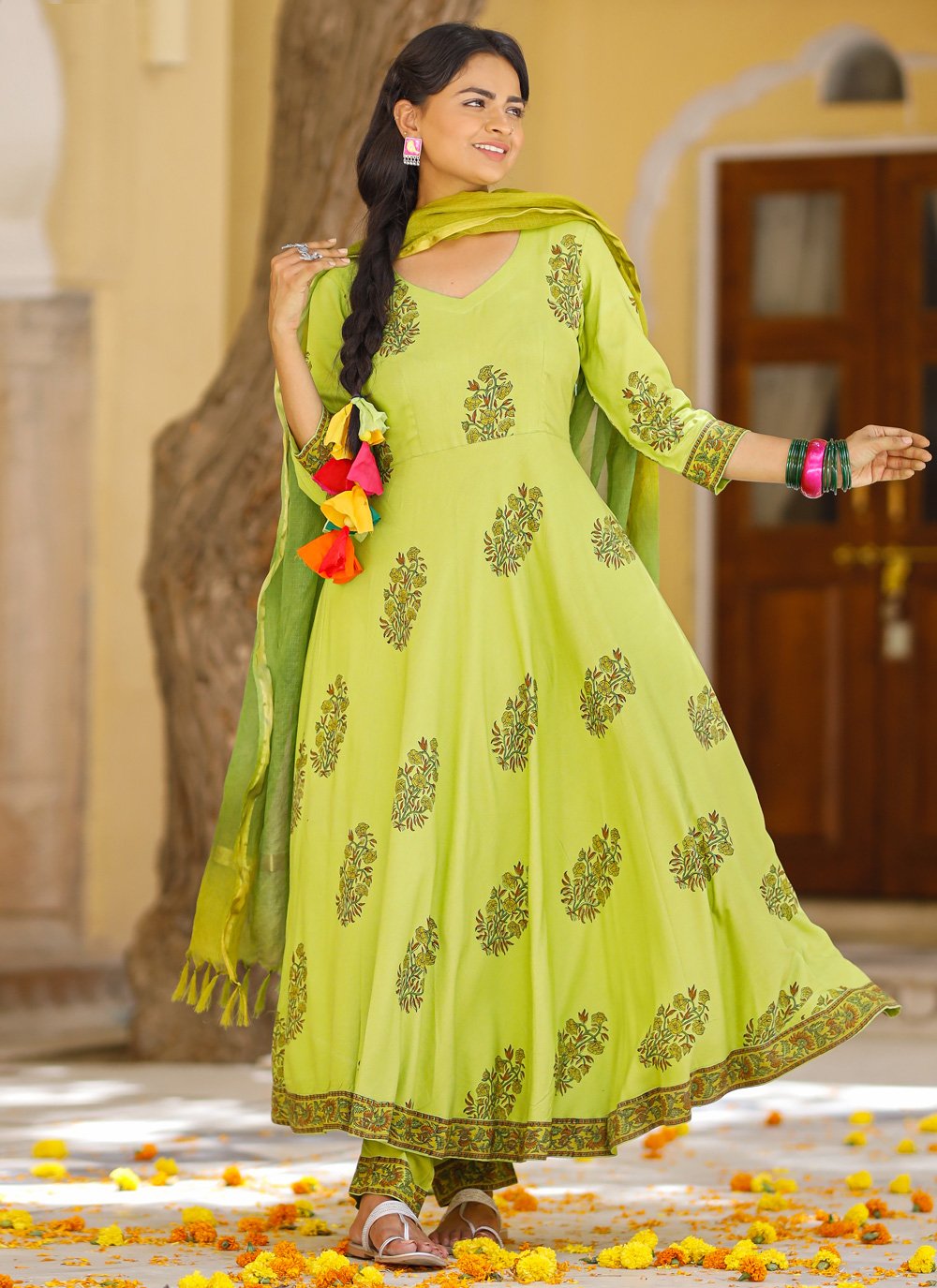 Pant Style Suit Rayon Green Digital Print Salwar Kameez