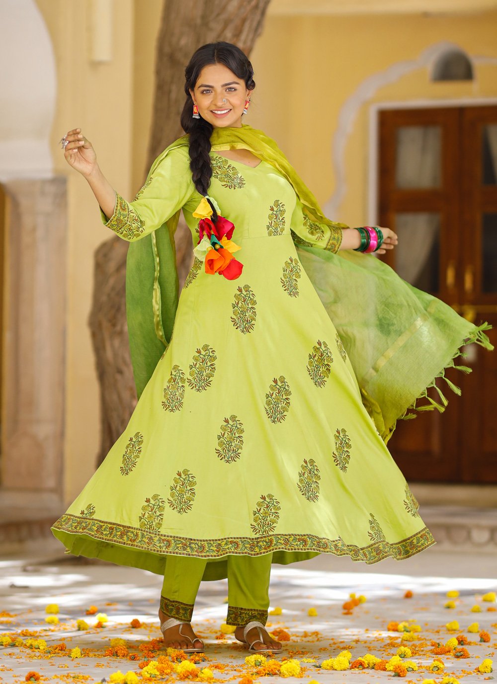 Pant Style Suit Rayon Green Digital Print Salwar Kameez