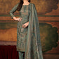 Straight Salwar Suit Pashmina Green Digital Print Salwar Kameez