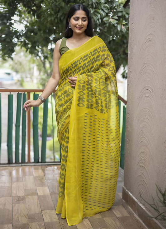 Classic Cotton Green Digital Print Saree