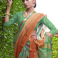Classic Cotton Silk Green Digital Print Saree