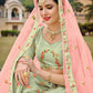 A Line Lehenga Net Satin Silk Green Diamond Lehenga Choli