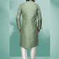 Kurta Pyjama Art Silk Green Embroidered Mens