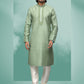 Kurta Pyjama Art Silk Green Embroidered Mens