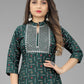 Casual Kurti Cotton Green Embroidered Kurtis