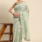 Casual Poly Cotton Green Embroidered Saree