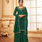 Sharara Set Faux Georgette Green Embroidered Salwar Kameez
