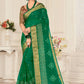 Contemporary Organza Green Embroidered Saree