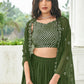 A Line Lehenga Faux Georgette Green Embroidered Lehenga Choli