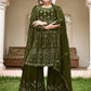 Salwar Suit Georgette Green Embroidered Salwar Kameez