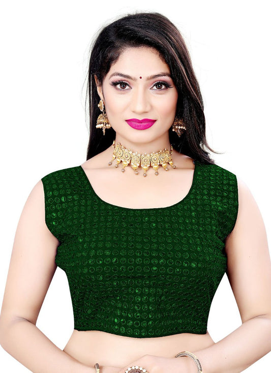 Designer Blouse Georgette Green Embroidered Blouse