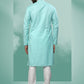 Kurta Pyjama Handloom Cotton Green Embroidered Mens