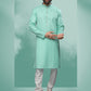 Kurta Pyjama Handloom Cotton Green Embroidered Mens