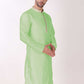 Kurta Pyjama Art Silk Green Embroidered Mens