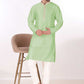 Kurta Pyjama Art Silk Green Embroidered Mens