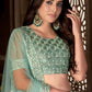 Lehenga Choli Net Green Embroidered Lehenga Choli