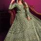 Salwar Suit Net Green Embroidered Salwar Kameez