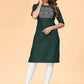 Party Wear Kurti Cotton Green Embroidered Kurtis