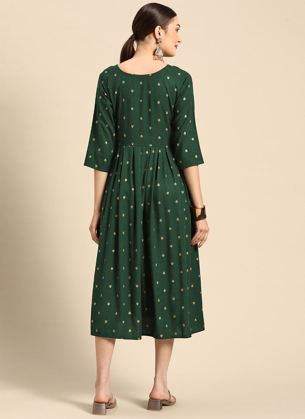 Casual Kurti Rayon Green Embroidered Kurtis