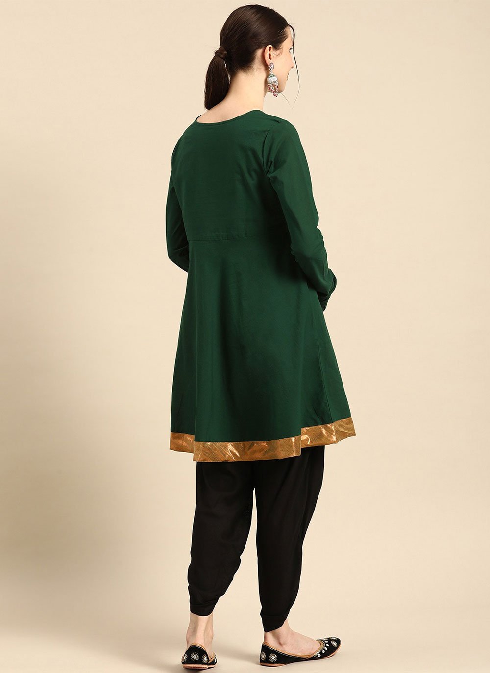 Party Wear Kurti Rayon Green Embroidered Kurtis