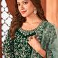 Anarkali Suit Velvet Green Embroidered Salwar Kameez