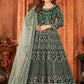 Anarkali Suit Velvet Green Embroidered Salwar Kameez