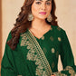 Straight Salwar Suit Velvet Viscose Green Diamond Salwar Kameez