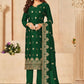 Straight Salwar Suit Velvet Viscose Green Diamond Salwar Kameez