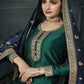 Straight Salwar Suit Georgette Silk Green Embroidered Salwar Kameez