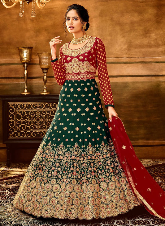 Trendy Suit Pure Georgette Green Embroidered Salwar Kameez