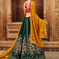 A Line Lehenga Georgette Green Embroidered Lehenga Choli