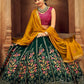 A Line Lehenga Georgette Green Embroidered Lehenga Choli