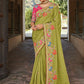 Contemporary Organza Tissue Green Embroidered Saree