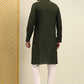 Kurta Pyjama Blended Cotton Green Embroidered Mens