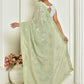 Designer Georgette Green Embroidered Saree
