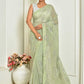 Designer Georgette Green Embroidered Saree